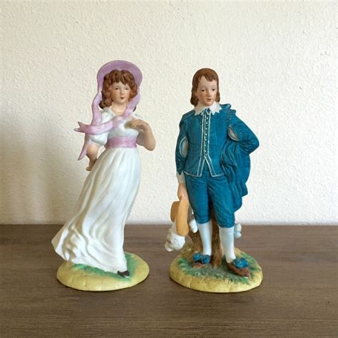 Vintage Lefton China Figurines Blue Boy & Pinkie Hand Painted