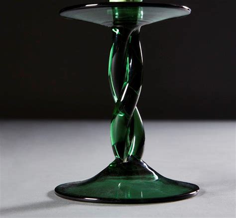 Twisted Green Glass Candlestick Lamps | BADA