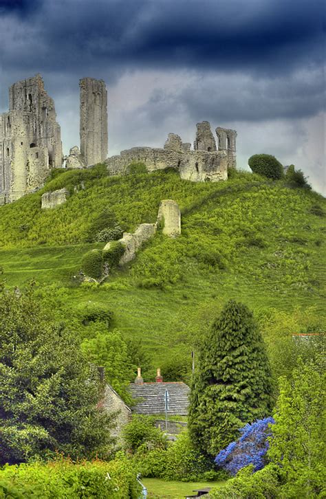 Ruins of Corfe Castle, near Dorset, England photo on Sunsurfer