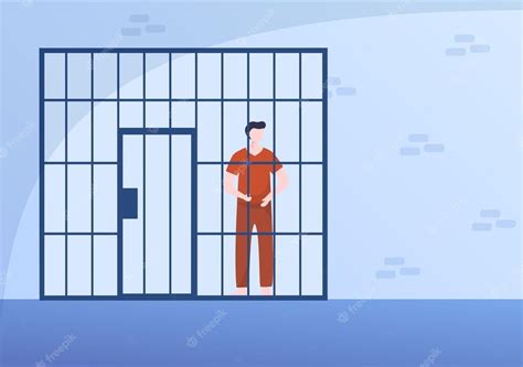 Premium Vector | Prisoners Who are Behind Bars in Prison Cells Police Stations in Flat Cartoon ...