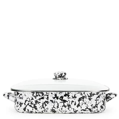 Golden Rabbit 10.5 qt. Black Swirl Enamelware Oven Safe Roasting Pan with Lid BL15 - The Home Depot