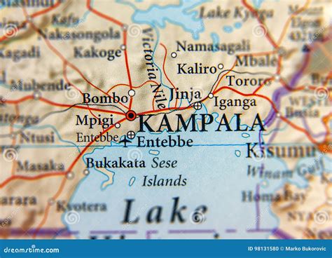 Geographic Map of Uganda with Capital City Kampala Stock Photo - Image ...