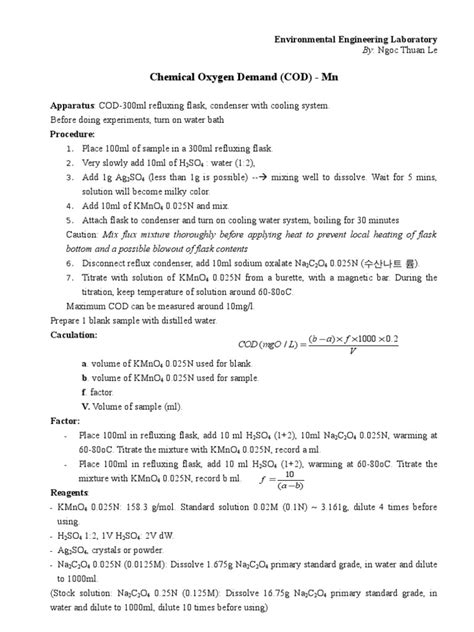 Chemical Oxygen Demand (COD-Mn) | PDF