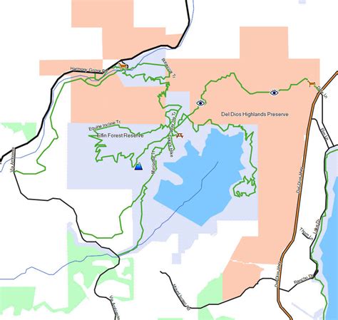 Del Dios Highlands and Elfin Forest - California Trail Map