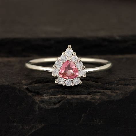 Genuine October Birthstone Pink Tourmaline Delicate Ring 925 - Etsy