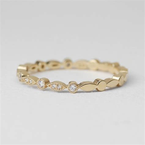 Art Deco Diamond Wedding Ring, Vintage Diamond Wedding Band, Art Deco Diamond Half Eternity Band ...