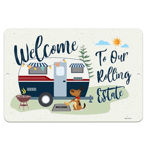 Dyenamic Art Welcoming Camping Decor - Funny Outdoor Metal Sign - Blue - 8”x12” - Walmart.com