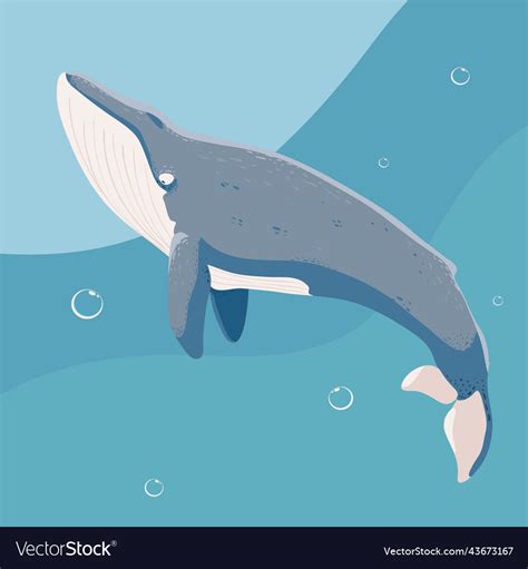 Blue whale sea Royalty Free Vector Image - VectorStock