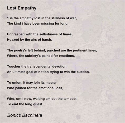 Lost Empathy by Bonics Bachinela - Lost Empathy Poem