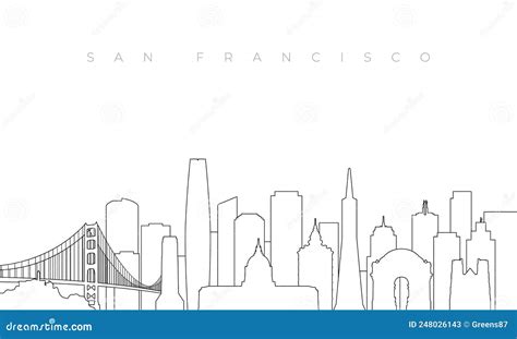 Outline San Francisco Skyline. Stock Vector - Illustration of linear, gate: 248026143