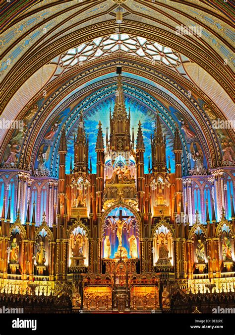 Canada Quebec Montreal interior view of Notre Dame Cathedral Stock ...