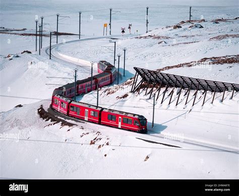 Berninapass, Switzerland - January 19, 2022: Bernina Express panoramic ...