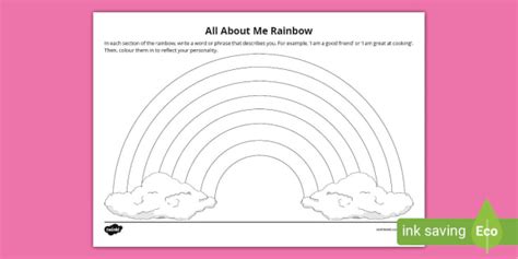 Older Learners: All about Me Rainbow Worksheet