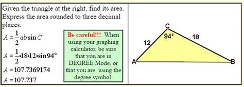 Area of Triangle and Parallelogram Using Trigonometry