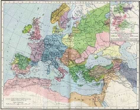 Carte historique de l'Europe au Moyen-Âge, 12e siècle Europe Map Printable, World History ...