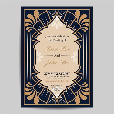 Art Deco Wedding Invitation Template 37281344 Vector Art at Vecteezy