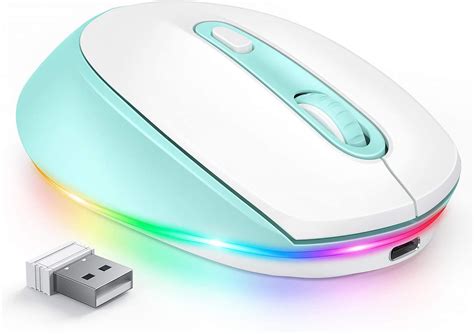 Seenda Ultra Silent Rechargeable Light Up Mouse with USB Receiver - Cute Gaming Decor