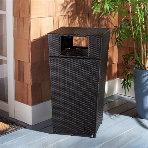 Safavieh Mazeli Outdoor Patio Trash Bin - Black - Walmart.com