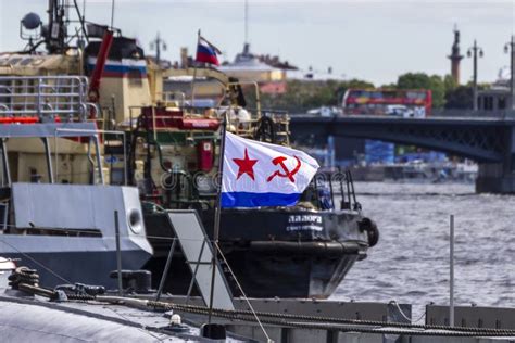 The Naval St. Andrew`s Flag of the Russian Navy during the Celebration of the Navy Day Editorial ...