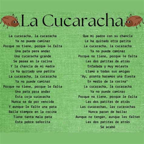 La Cucaracha Printable Lyrics, Origins, and Video