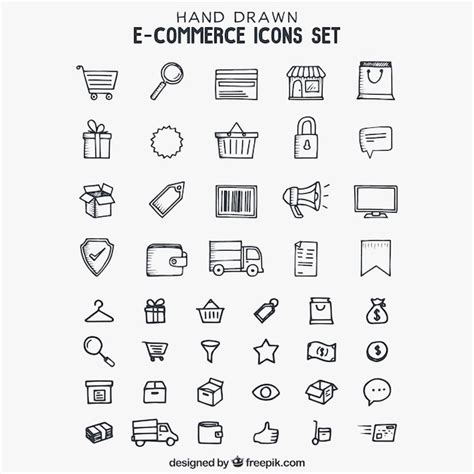 Premium Vector | Hand drawn e-commerce icons