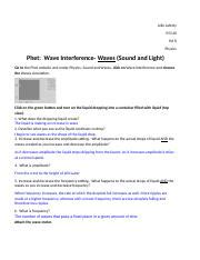 Copy of Phet Wave Interference- Waves Sound and Light - Julie Laferty 9/5/20 P.d 8 Physics Phet ...