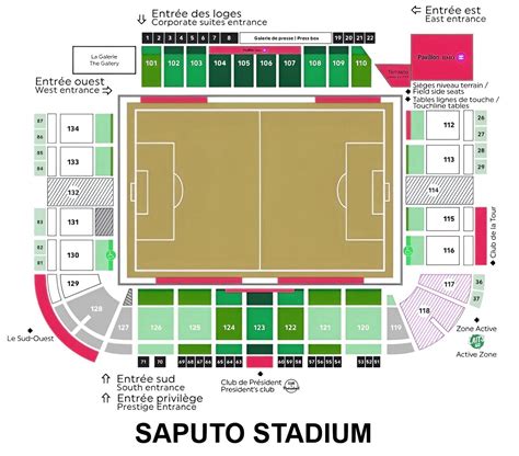 Saputo Stadium Seating Chart with Rows and Seat Numbers 2024