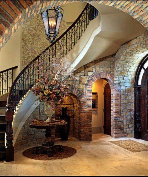 Interior brick/stone! Love!! Tuscan Design, Tuscan Style, Tuscan Interior, Interior Brick, White ...