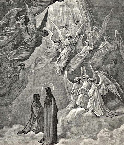 Angels in Heaven Dante's Divine Comedy Illustration Drawing by