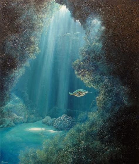 Underwater Cave – Original painting SOLD | Deep Impressions Underwater Art