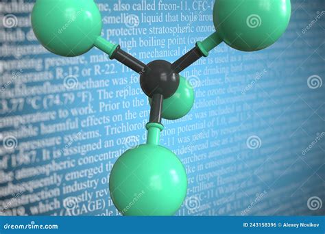 Molecular Model of Trichlorofluoromethane, 3D Rendering Stock Illustration - Illustration of ...