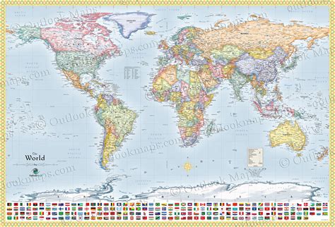 Political World Map with Flags | All Countries & Lots of Cities