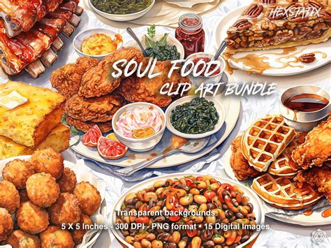 Soul Food Clipart, Watercolor Food Clip Art, Food PNG, Watercolor Food ...