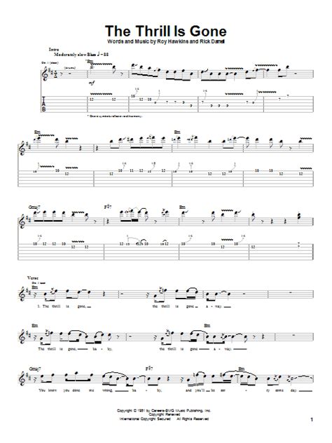 B.B. King "The Thrill Is Gone" Sheet Music Notes | Download Printable PDF Score 46644