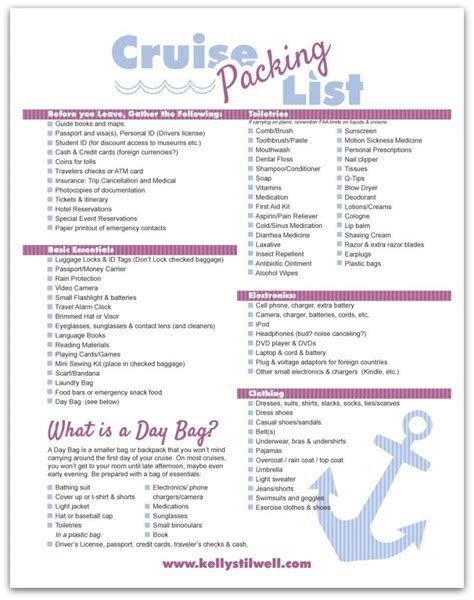 Disney Cruise Packing List Printable