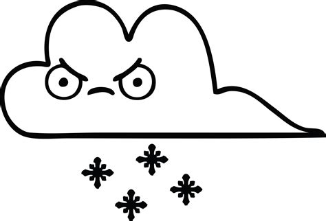 line drawing cartoon storm snow cloud 36358919 PNG