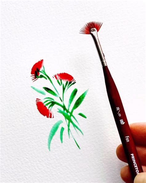 Loose style Flowers with Fan brush from @princetonbrush Princeton Artist brush Co [Video ...