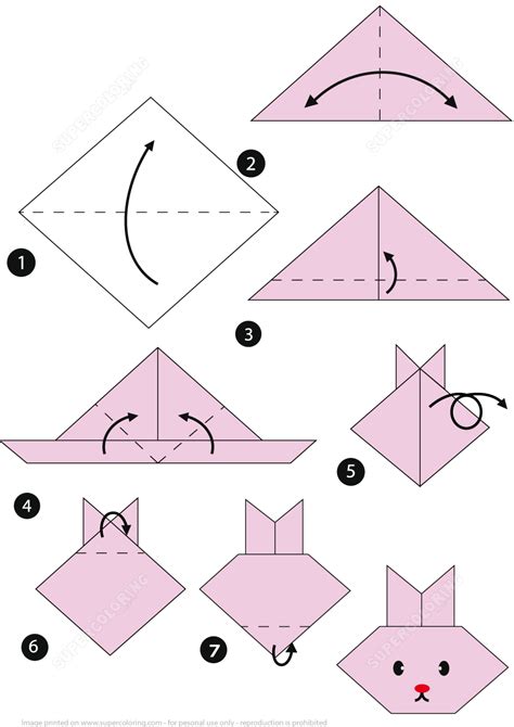 How to Make an Origami Rabbit Face Step by Step Instructions | Free ...