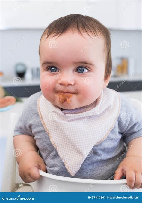 Messy baby eating food stock image. Image of eating, lovely - 37819863