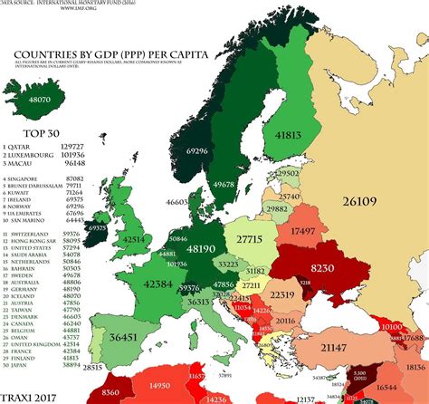 European countries by GDP per capita (2016) - Vivid Maps