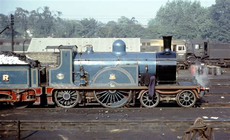 The preserved Caledonian Railway single no. 123 poses at Norwood mpd on on September 15th 1963 ...