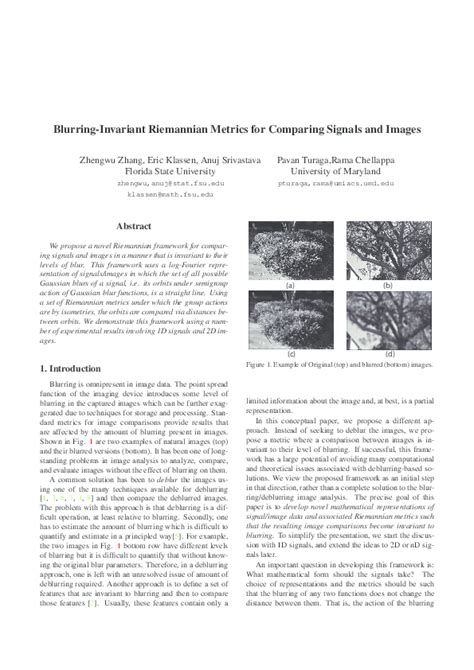 (PDF) Blurring-invariant Riemannian metrics for comparing signals and images | Eric Klassen ...