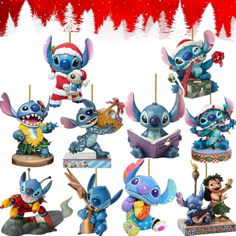 Disney Stitch Christmas Xmas Tree Decorations New Hanging Ornaments Acrylic Car Pendant Figures ...