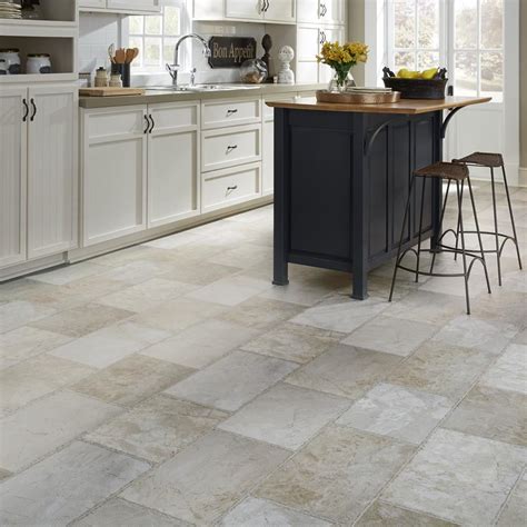 Resilient Natural stone vinyl floor upscale rectangular large-scale ...