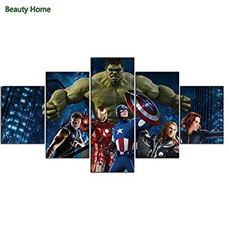 GEVES 5 Panels Heroes Artwork Canvas Painting Wall Art Canvas Paintings for Living Room Wall ...