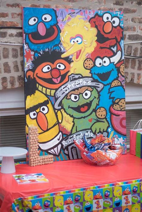 Sesame Street Birthday Party Ideas | Photo 16 of 20 | Diy canvas art painting, Cartoon painting ...