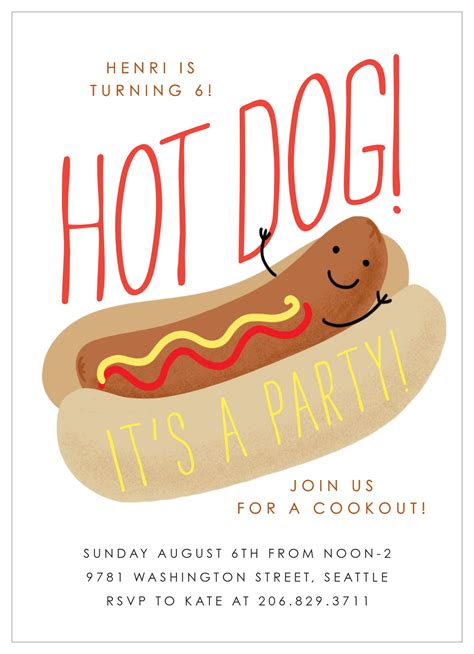 Hot Dog Children's Birthday Invitations by Basic Invite