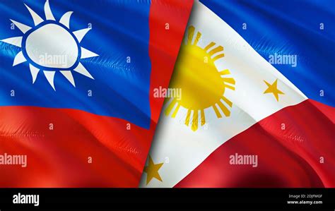 Taiwan and Philippines flags. 3D Waving flag design. Taiwan Philippines ...