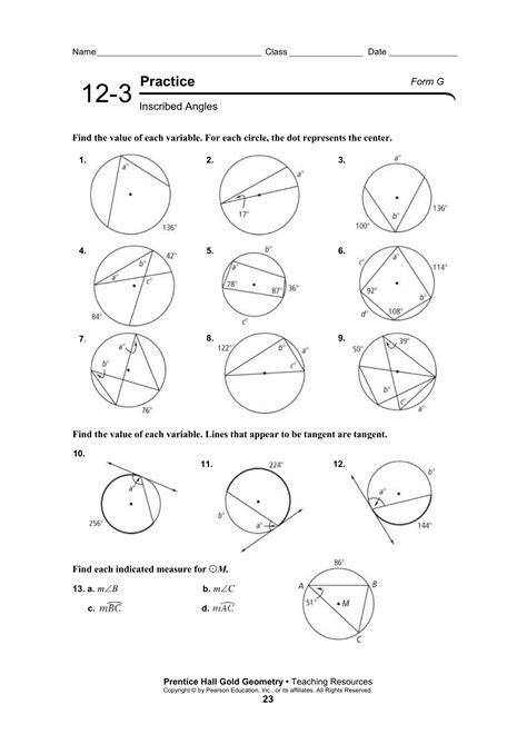 Practice 12 3 Inscribed Angles Worksheet Answers - Angleworksheets.com