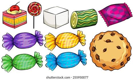 Set Candies On White Background Stock Vector (Royalty Free) 255950077 ...